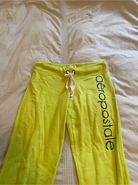 Aeropostale Neon Yellow Sweatpants with Drawstring